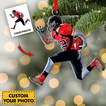Custom Football Player Ornament - Personalized Gift for Football Lovers - Custom Photo Ornament For Football Fans