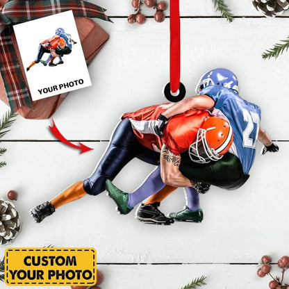 Custom Football Player Ornament - Personalized Gift for Football Lovers - Custom Photo Ornament For Football Fans