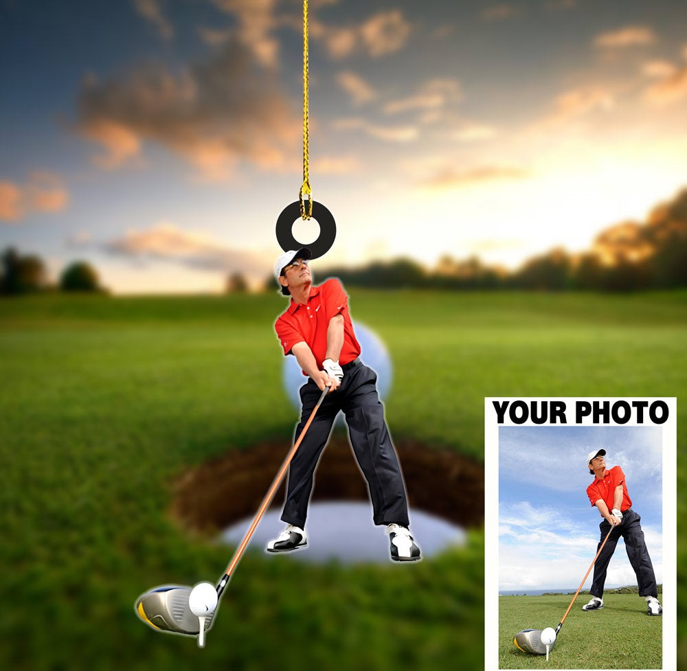 Custom Golf Photo Acrylic Ornament, Custom Sport Photo Ornament, Christmas Ornament Decor, Golfer Lover