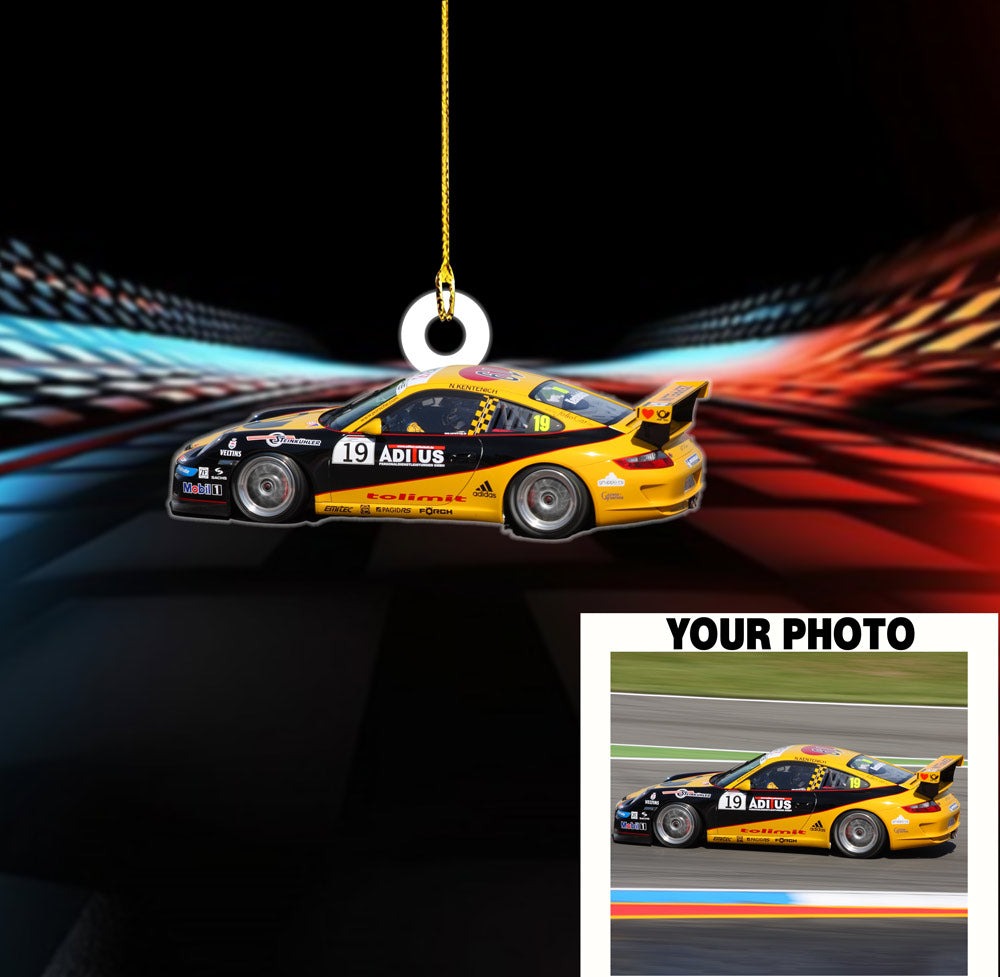 Custom Car Racing Photo Acrylic Ornament, Custom Sport Photo Ornament, Christmas Ornament Decor, Car Lover