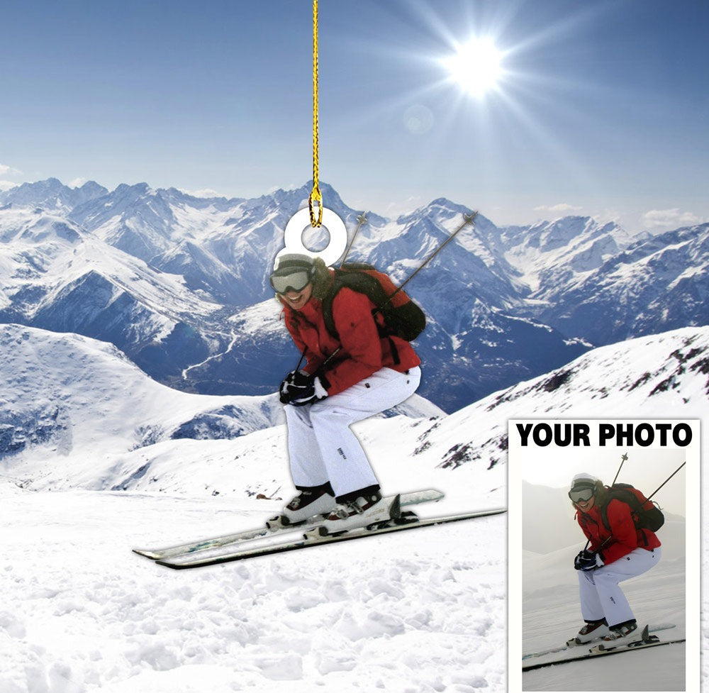 Custom Skiing Photo Acrylic Ornament, Custom Sport Photo Ornament, Christmas Ornament