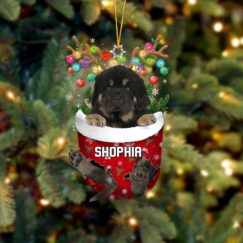 Tibetan Mastiff In Snow Pocket Christmas Ornament - Christmas Gift For Tibetan Mastiff Lovers, Dog Lovers