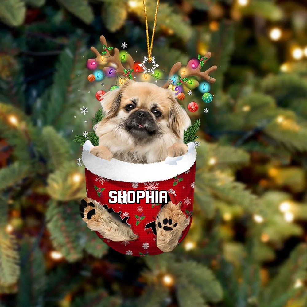 Tibetan Spaniel In Snow Pocket Christmas Ornament - Christmas Gift For Tibetan Spaniel Lovers, Dog Lovers