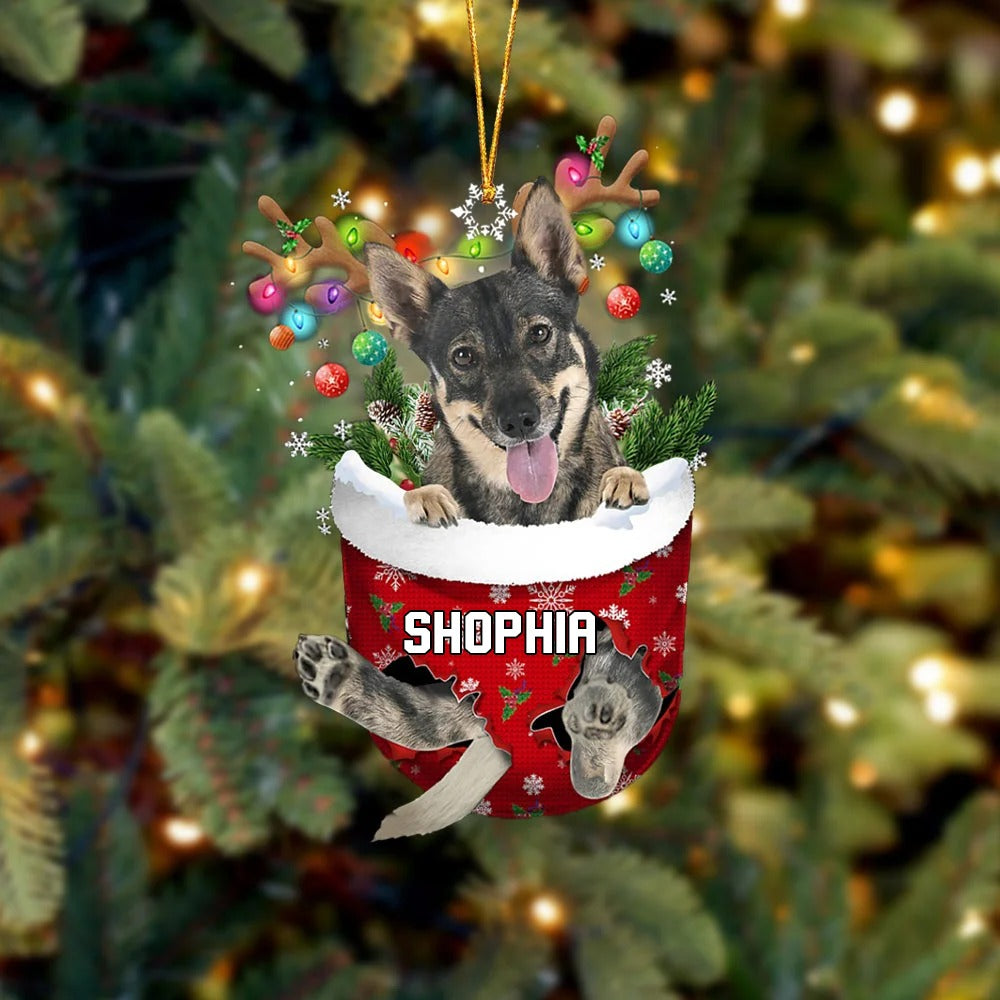 Swedish Vallhund In Snow Pocket Christmas Ornament - Christmas Gift For Swedish Vallhund Lovers, Dog Lovers