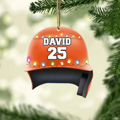 Personalized Baseball Helmet Acrylic Christmas Ornament, Custom Baseball Acrylic Ornament For Baseball Lovers