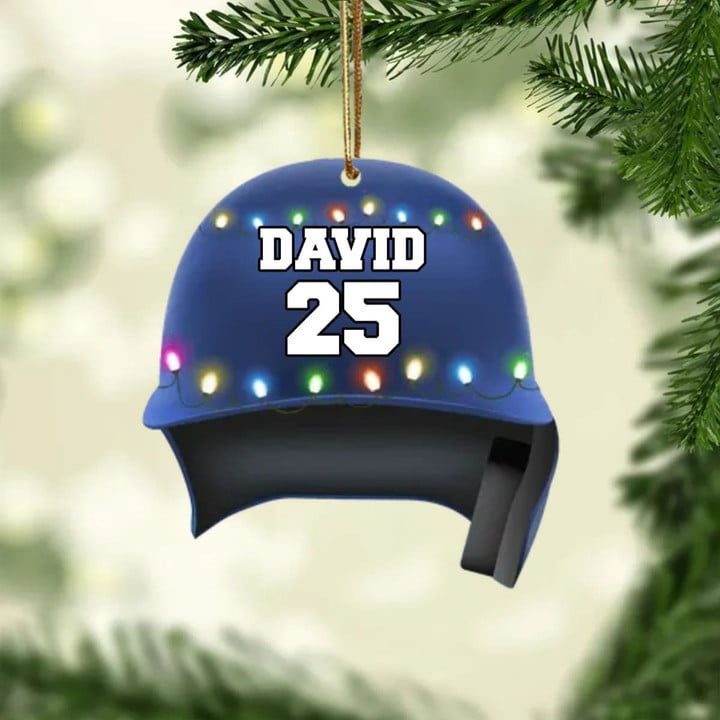 Personalized Baseball Helmet Acrylic Christmas Ornament, Custom Baseball Acrylic Ornament For Baseball Lovers