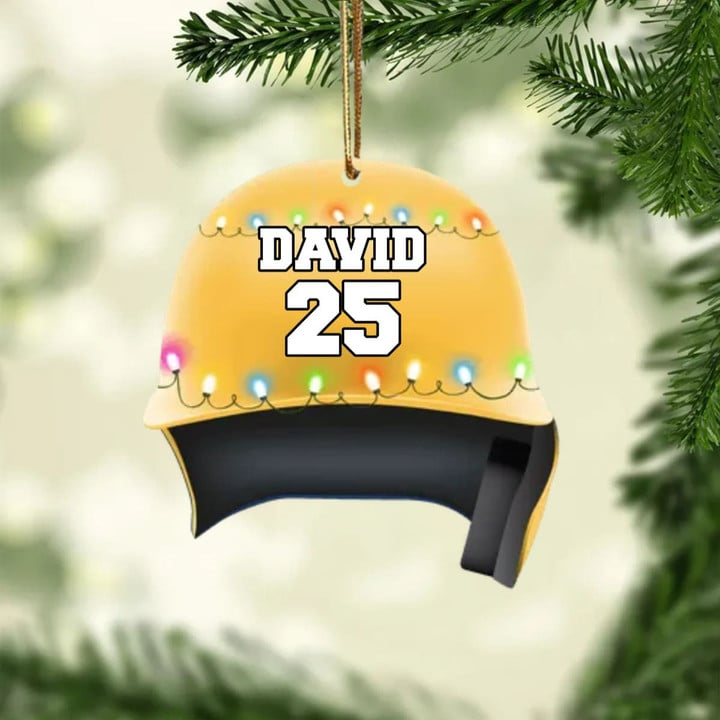 Personalized Baseball Helmet Acrylic Christmas Ornament, Custom Baseball Acrylic Ornament For Baseball Lovers