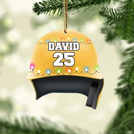 Personalized Baseball Helmet Acrylic Christmas Ornament, Custom Baseball Acrylic Ornament For Baseball Lovers