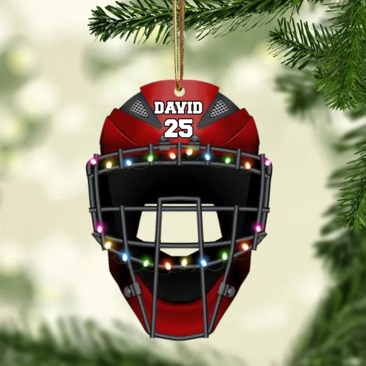 Personalized Baseball Helmet Acrylic Christmas Ornament, Customized Baseball Acrylic Ornament For Baseball Lovers - Christmas Hanging Tree