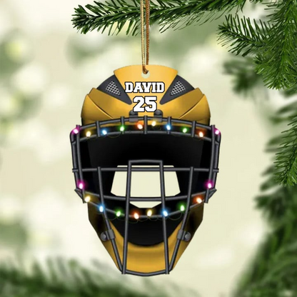 Personalized Baseball Helmet Acrylic Christmas Ornament, Customized Baseball Acrylic Ornament For Baseball Lovers - Christmas Hanging Tree