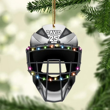 Personalized Baseball Helmet Acrylic Christmas Ornament, Customized Baseball Acrylic Ornament For Baseball Lovers - Christmas Hanging Tree