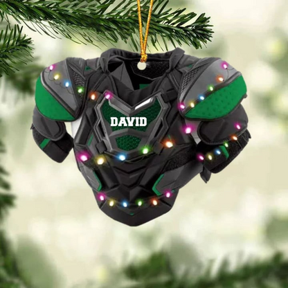 Personalized Hockey Shoulder Pads With Light Christmas Ornament, Custom Name Hockey Acrylic Ornament For Hockey Lovers