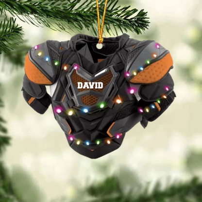 Personalized Hockey Shoulder Pads With Light Christmas Ornament, Custom Name Hockey Acrylic Ornament For Hockey Lovers