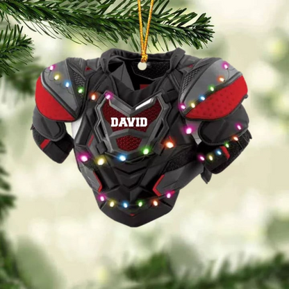 Personalized Hockey Shoulder Pads With Light Christmas Ornament, Custom Name Hockey Acrylic Ornament For Hockey Lovers