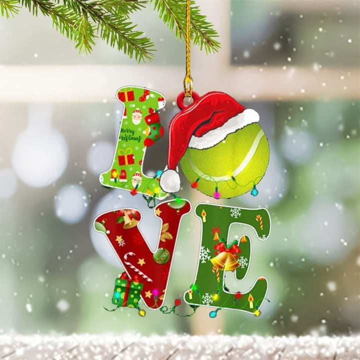 Tennis Ball LOVE Ornament For Christmas Decor, Tennis Acrylic Ornament For Tennis Lovers, Tennis Players