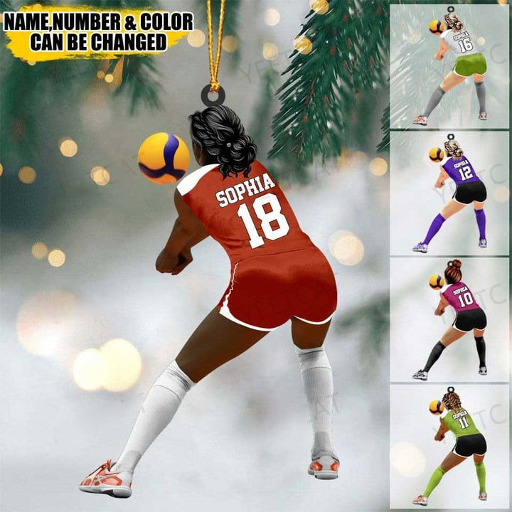 Personalized Female Volleyball Defensive Player Libero Acrylic Christmas Ornament, Volleyball Team Gift For Her, Volleyball Lovers