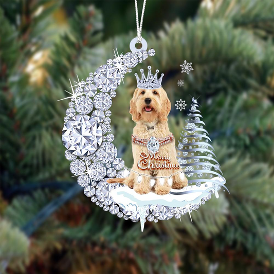 Customized Cockapoo Diamond Moon Merry Christmas Mica Ornament - Best Gift For Dog Lovers, Dog Owners