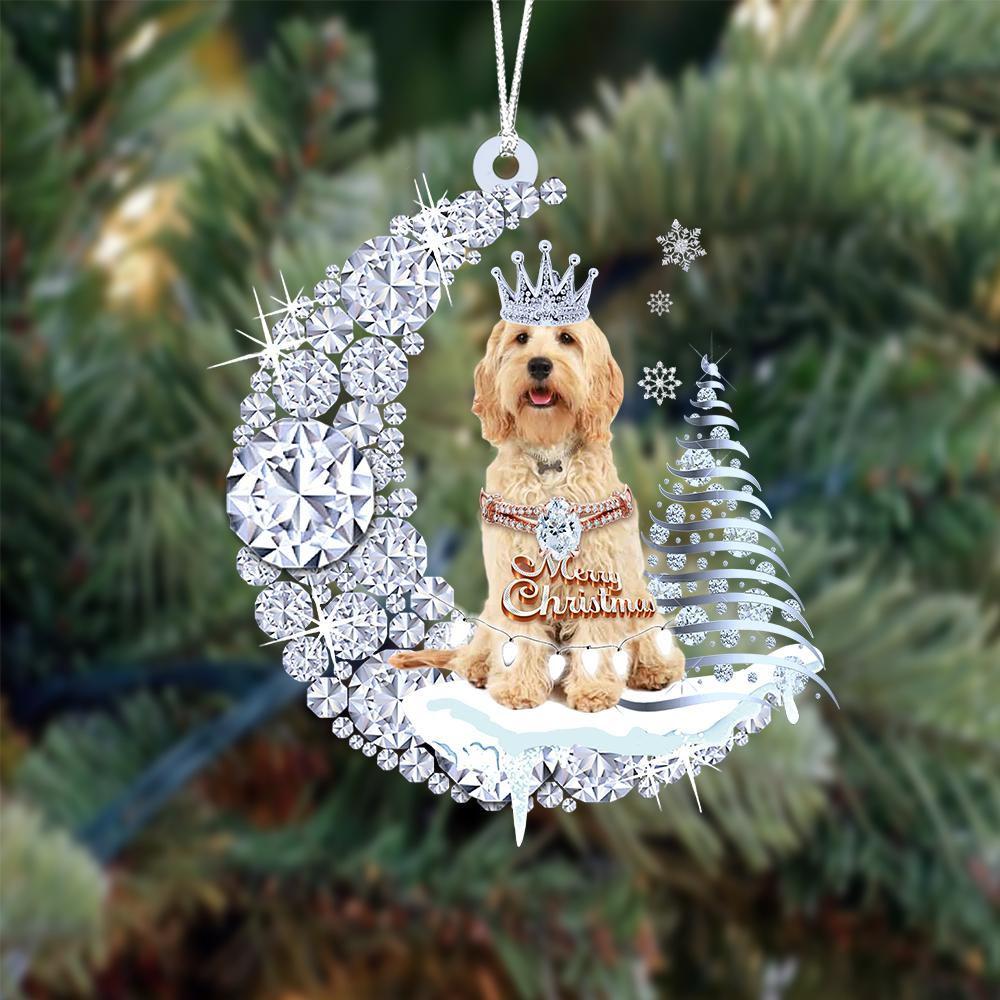 Customized Cockapoo Diamond Moon Merry Christmas Mica Ornament - Best Gift For Dog Lovers, Dog Owners