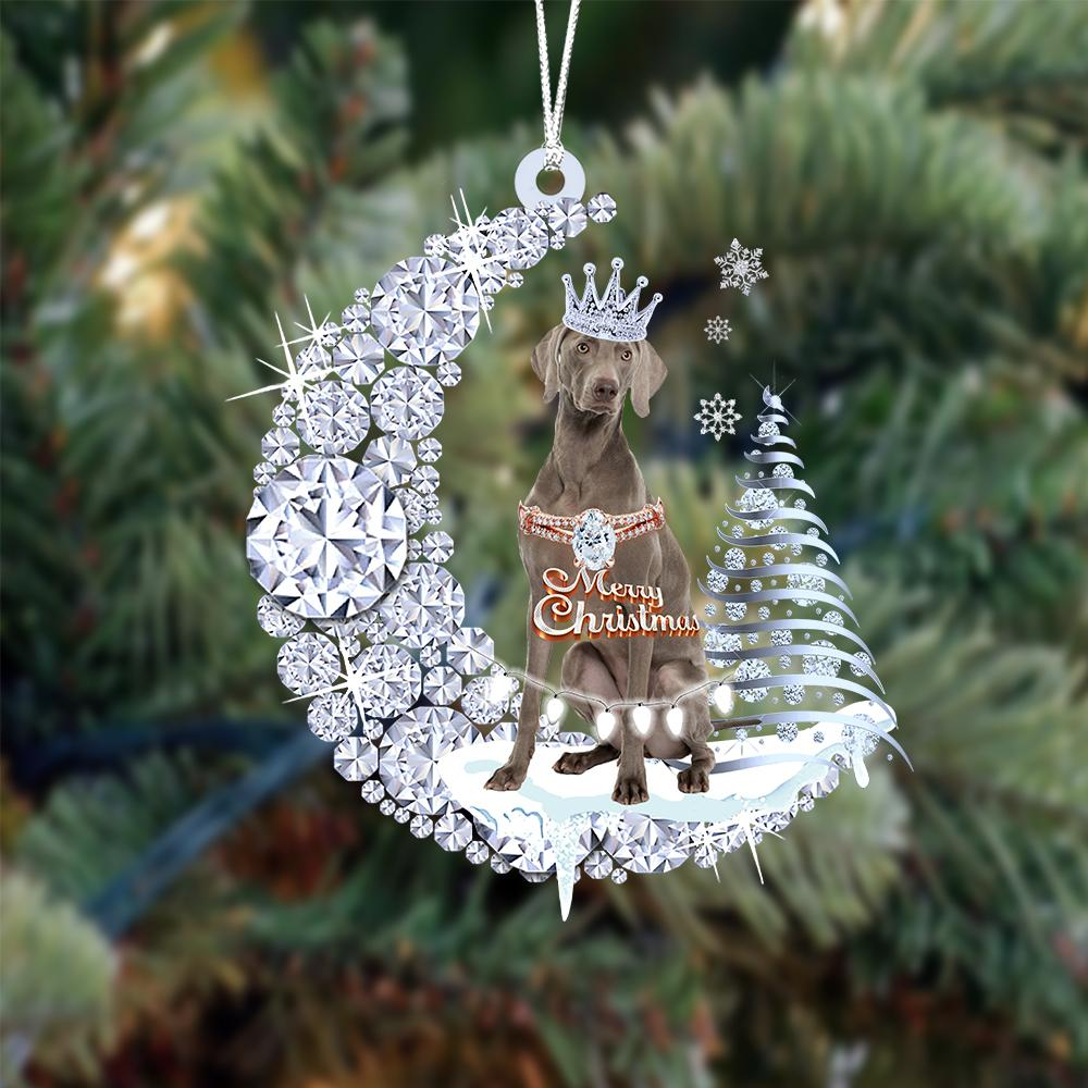Personalized Weimaraner Diamond Moon Merry Christmas Mica Ornament - Best Gift For Dog Lovers, Dog Owners