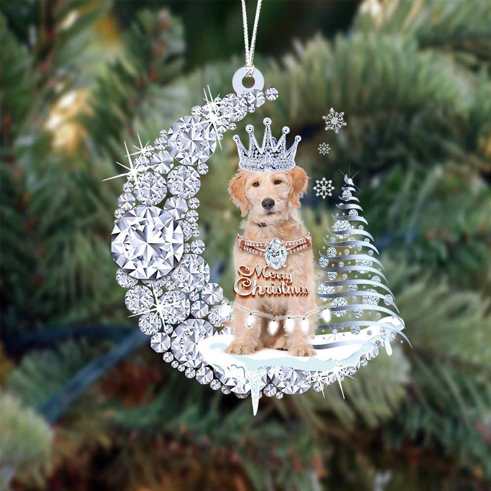 Personalized Labradoodle Diamond Moon Merry Christmas Mica Ornament - Best Gift For Dog Lovers, Dog Owners