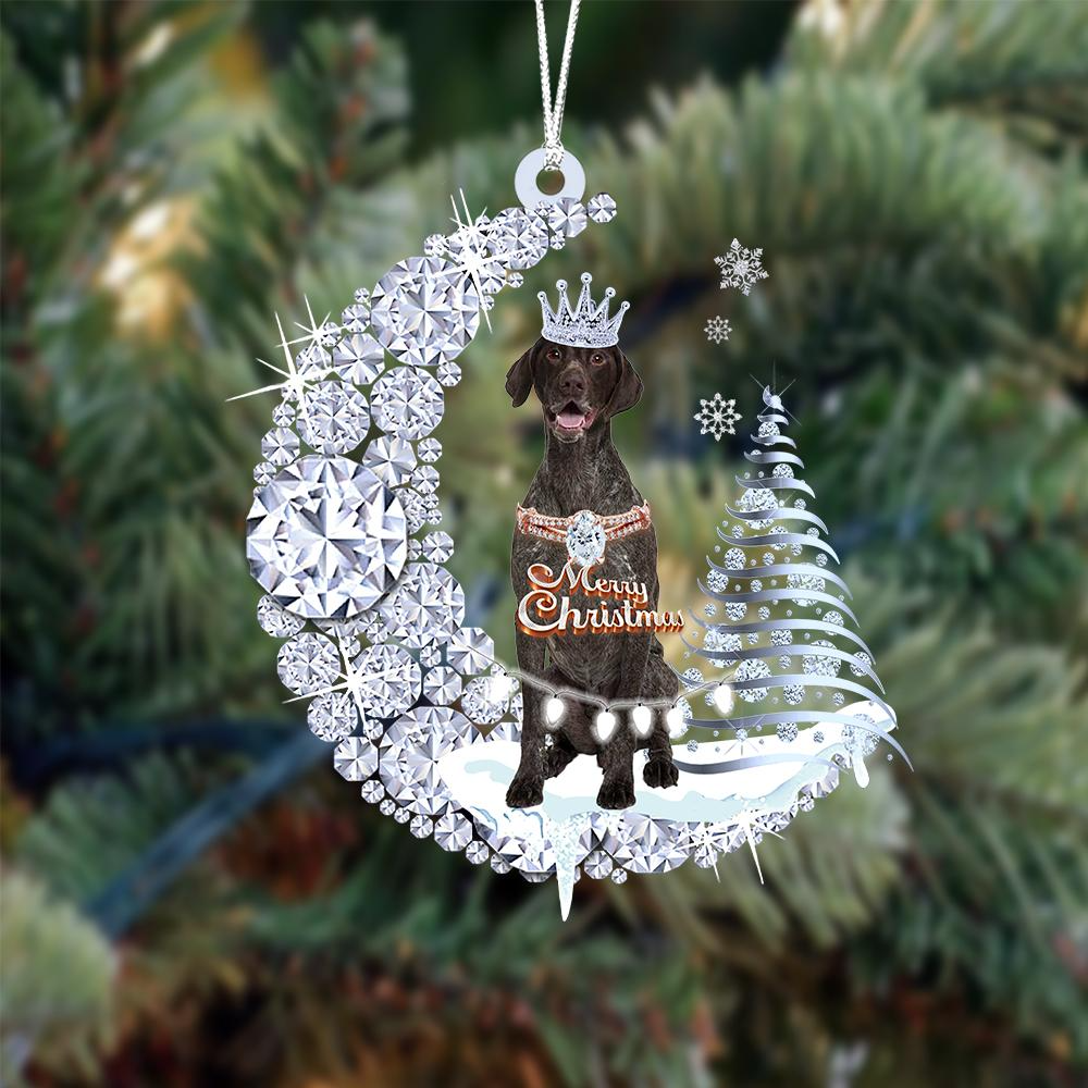 Personalized German Shorthaired Pointer Diamond Moon Merry Christmas Mica Ornament - Best Gift For Dog Lovers, Dog Owners