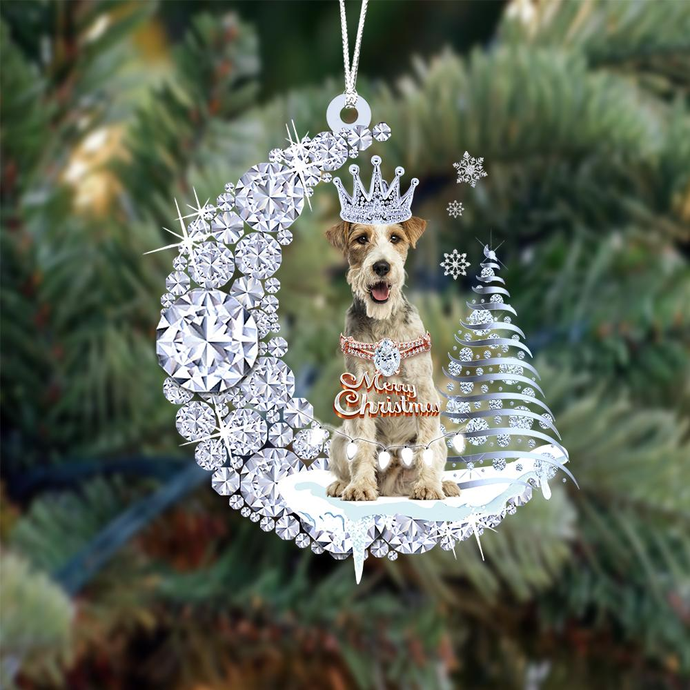 Personalized Fox Terrier Diamond Moon Merry Christmas Mica Ornament - Best Gift For Dog Lovers, Dog Owners