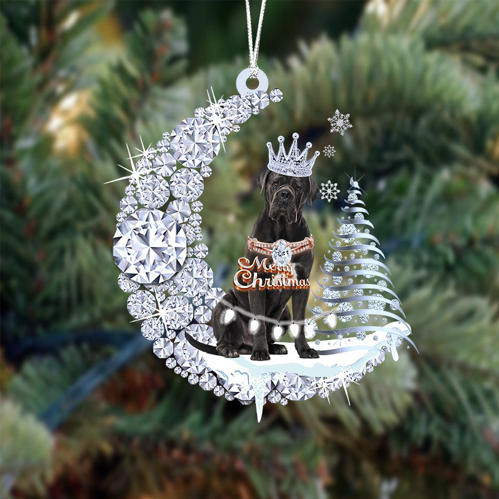 Personalized Cane Corso Diamond Moon Merry Christmas Mica Ornament - Best Gift For Dog Lovers, Dog Owners