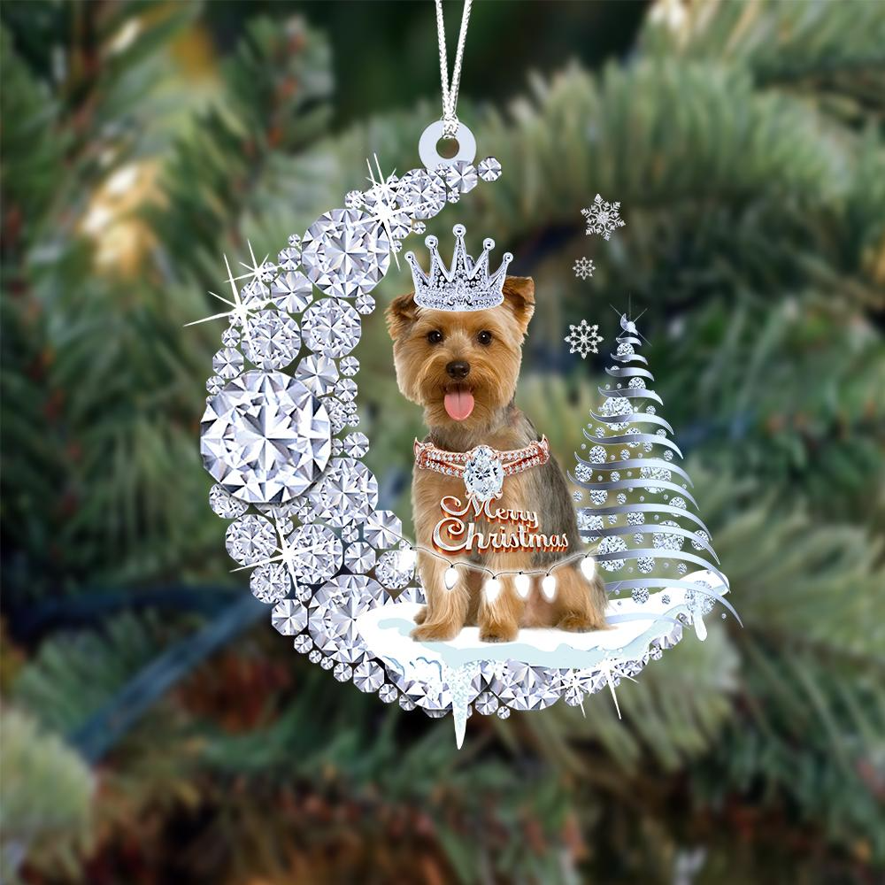 Personalized Cairn Terrier Diamond Moon Merry Christmas Mica Ornament - Best Gift For Dog Lovers, Dog Owners
