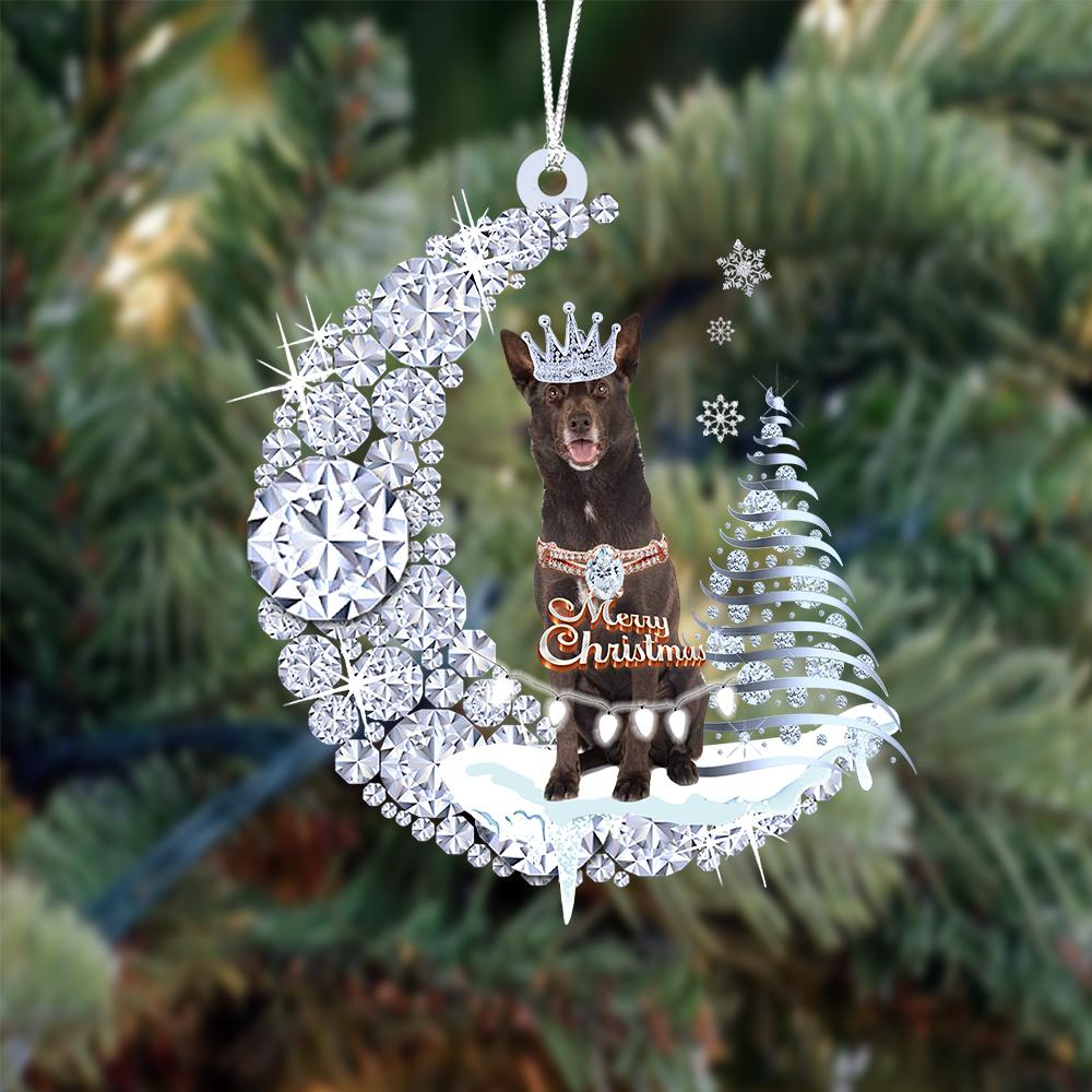 Personalized Australian Kelpie Diamond Moon Merry Christmas Mica Ornament - Best Gift For Dog Lovers, Dog Owners