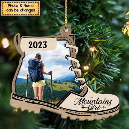 Custom Hiking, Camping Wooden Ornament, Mountains Are Calling Wooden Ornament - Perfect Gift For Hiking Lovers, Christmas, New Year