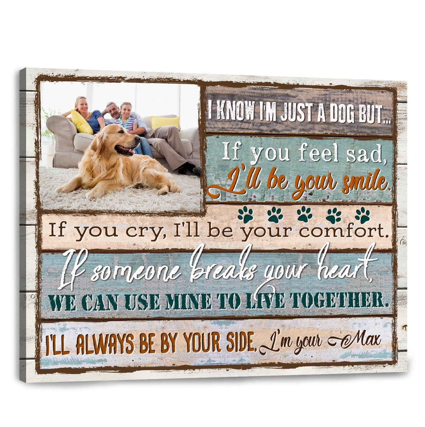 Custom Name & Photo Dog Premium Wrapped Landscape Canvas, Im Your Dog Personalized Dog Canvas - Perfect Gift For Dog Lovers, Family, Friend