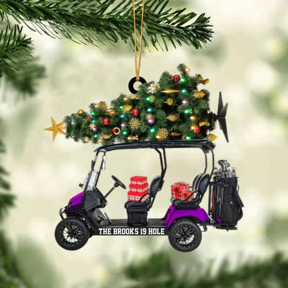 Custom Text Golf Cart Family With Acrylic Christmas Ornament - Christmas Gift For Golfers, Golf Lovers