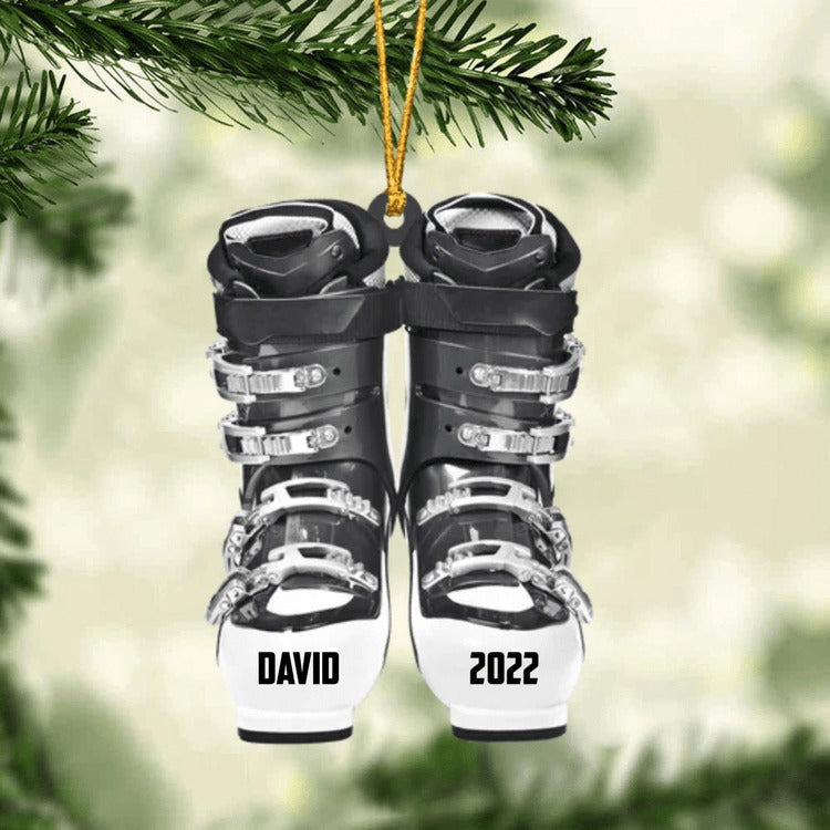 Personalized Skiing Roller Skate Christmas Acrylic Ornament, Custom Name Acrylic Ornament For Snowboarding Player