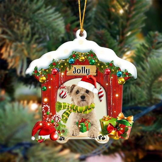 Personalized Name Cairn Terrier In Red Wood House Acrylic Christmas Ornament Gift For Dog Lovers, Dog Mom