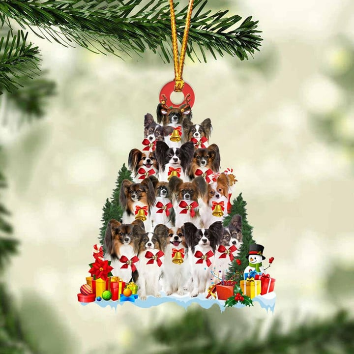 Papillon Dogs Christmas Tree Acrylic Ornament, Dog Gifts For Decor Home, Christmas Gift For Dog Lovers, Dog Owners