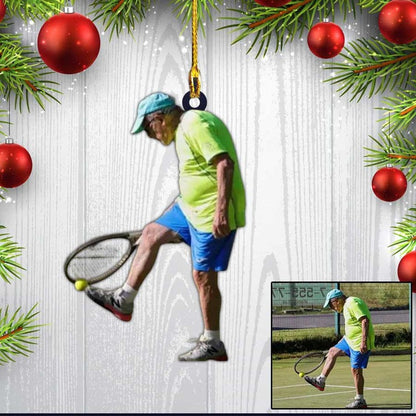 Custom Photo Tennis Girl Christmas Ornament, Tennis Man Acrylic Ornament For Him
