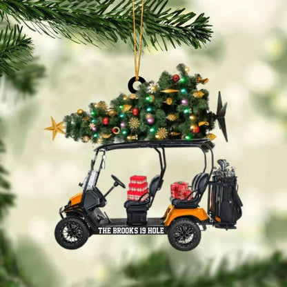 Custom Text Golf Cart Family With Acrylic Christmas Ornament - Christmas Gift For Golfers, Golf Lovers