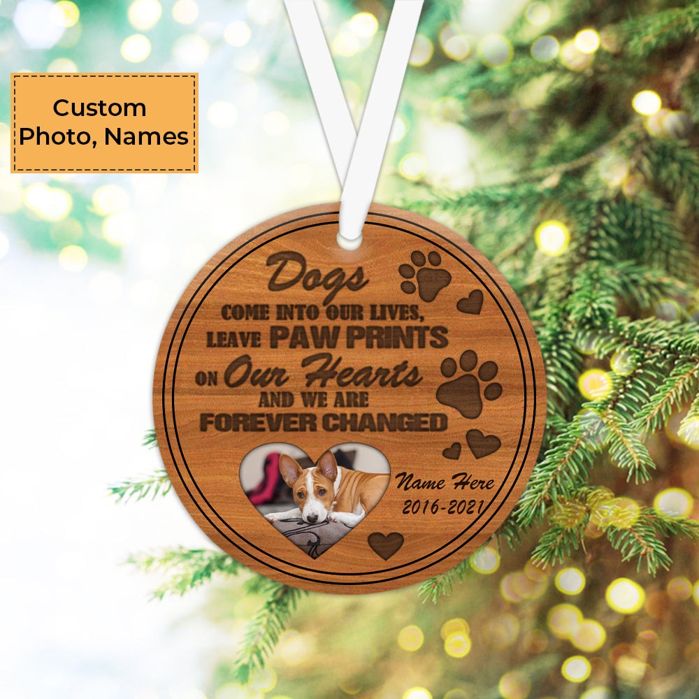 Custom Dog Photo Ceramic Ornament, Custom Pet Photo Ornament,  Dogs Come Into Our Lives - Christmas Ornament Gift For Cat Lovers, Pet Lovers