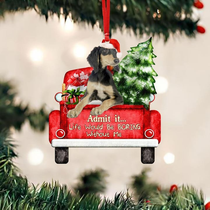 Personalized Photo Saluki On The Red Truck Acrylic Christmas Ornament, Custom Christmas Gift For Dog Lovers, Dog Owners