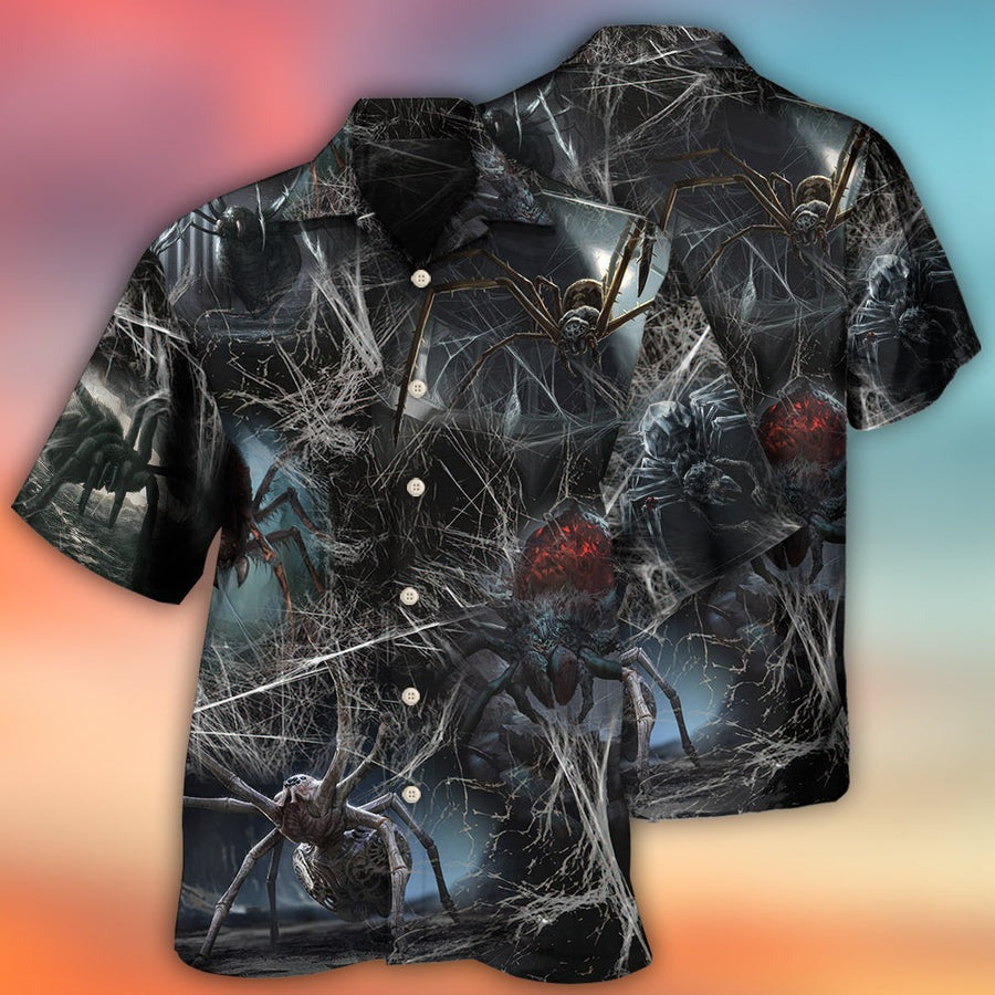 Halloween Hawaiian Shirt, Halloween Spider Dark Scary For Men & Women - Halloween Gift For Members Family, Friends