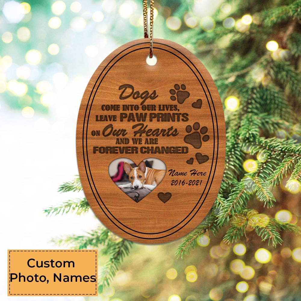 Custom Dog Photo Ceramic Ornament, Custom Pet Photo Ornament,  Dogs Come Into Our Lives - Christmas Ornament Gift For Cat Lovers, Pet Lovers