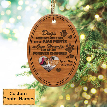 Custom Dog Photo Ceramic Ornament, Custom Pet Photo Ornament,  Dogs Come Into Our Lives - Christmas Ornament Gift For Cat Lovers, Pet Lovers