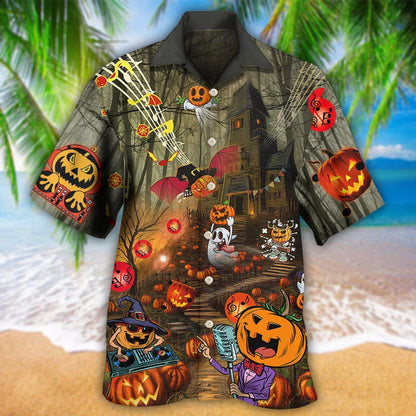 Halloween Hawaiian Shirt, Halloween Fantasy Party Music Cool, Horror Pumpkin Aloha Shirt For Men & Women - Halloween Gift For Members Family, Friends