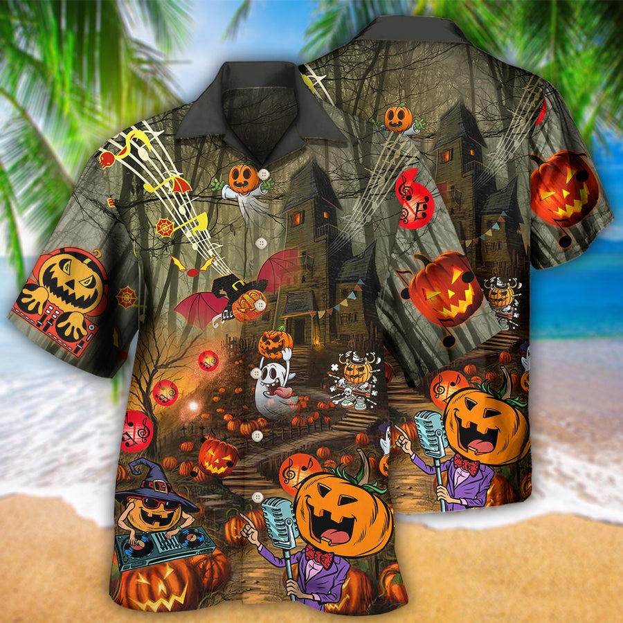 Halloween Hawaiian Shirt, Halloween Fantasy Party Music Cool, Horror Pumpkin Aloha Shirt For Men & Women - Halloween Gift For Members Family, Friends