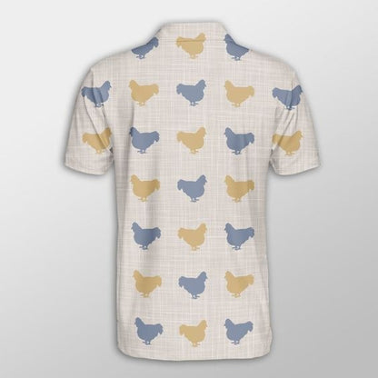 Chicken Men Polo Shirts For Summer - Hen Silhouette Pattern Button Shirts For Men - Perfect Gift For Chicken Lovers, Animal Lovers