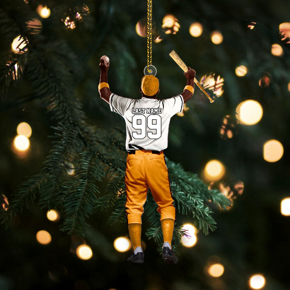 Personalized Baseball Player Acrylic Ornament For Baseball Player Baseball Mom Dad Grandma Family - Xmas Gift For Son Grandson