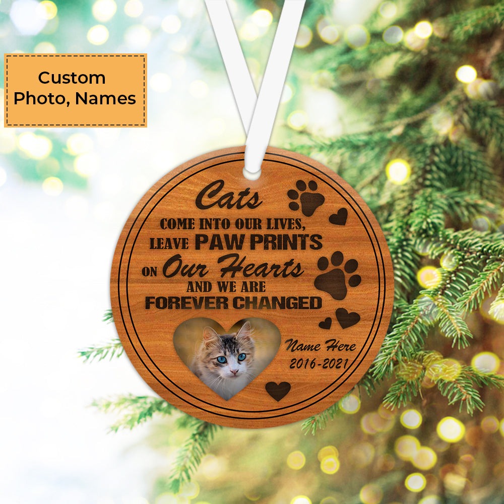 Custom Cat Photo Ceramic Ornament, Custom Pet Photo Ornament,  Cats Come Into Our Lives - Christmas Ornament Gift For Cat Lovers, Pet Lovers