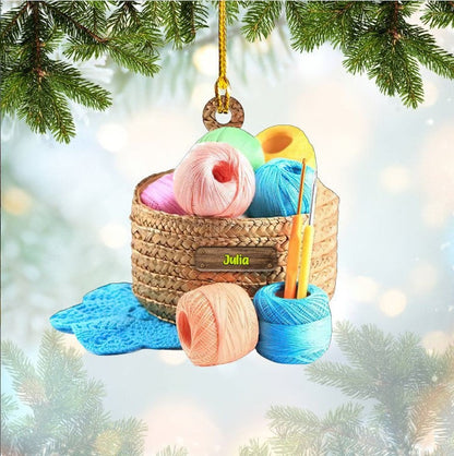 Customized Crochet Shape Acrylic Ornament, Custom Christmas Acrylic Ornament - Best Gift For Crochet Lovers