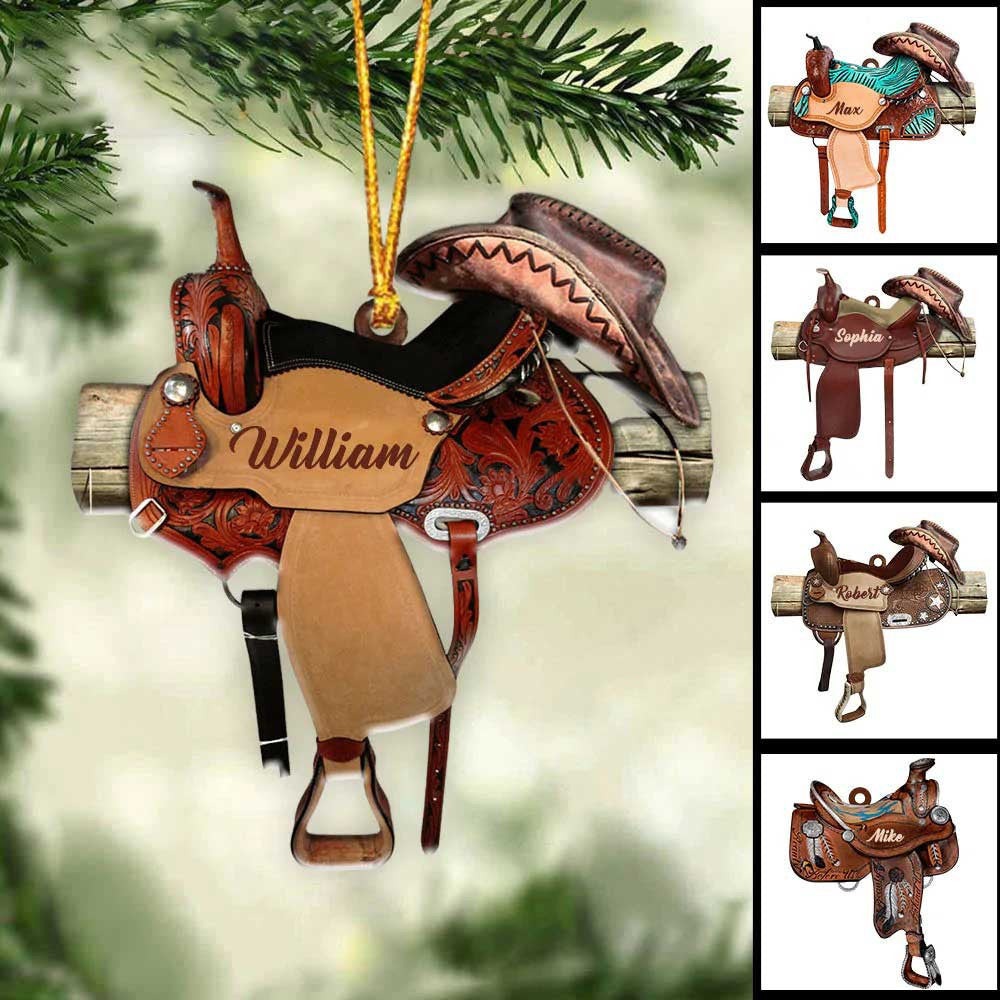 Personalized Horse Saddle Acrylic Ornament For Horse Lovers, Cowboy Cowgirl