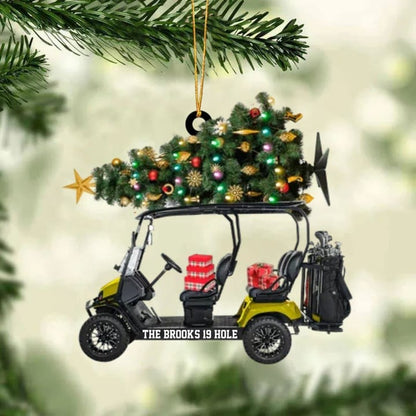 Custom Text Golf Cart Family With Acrylic Christmas Ornament - Christmas Gift For Golfers, Golf Lovers